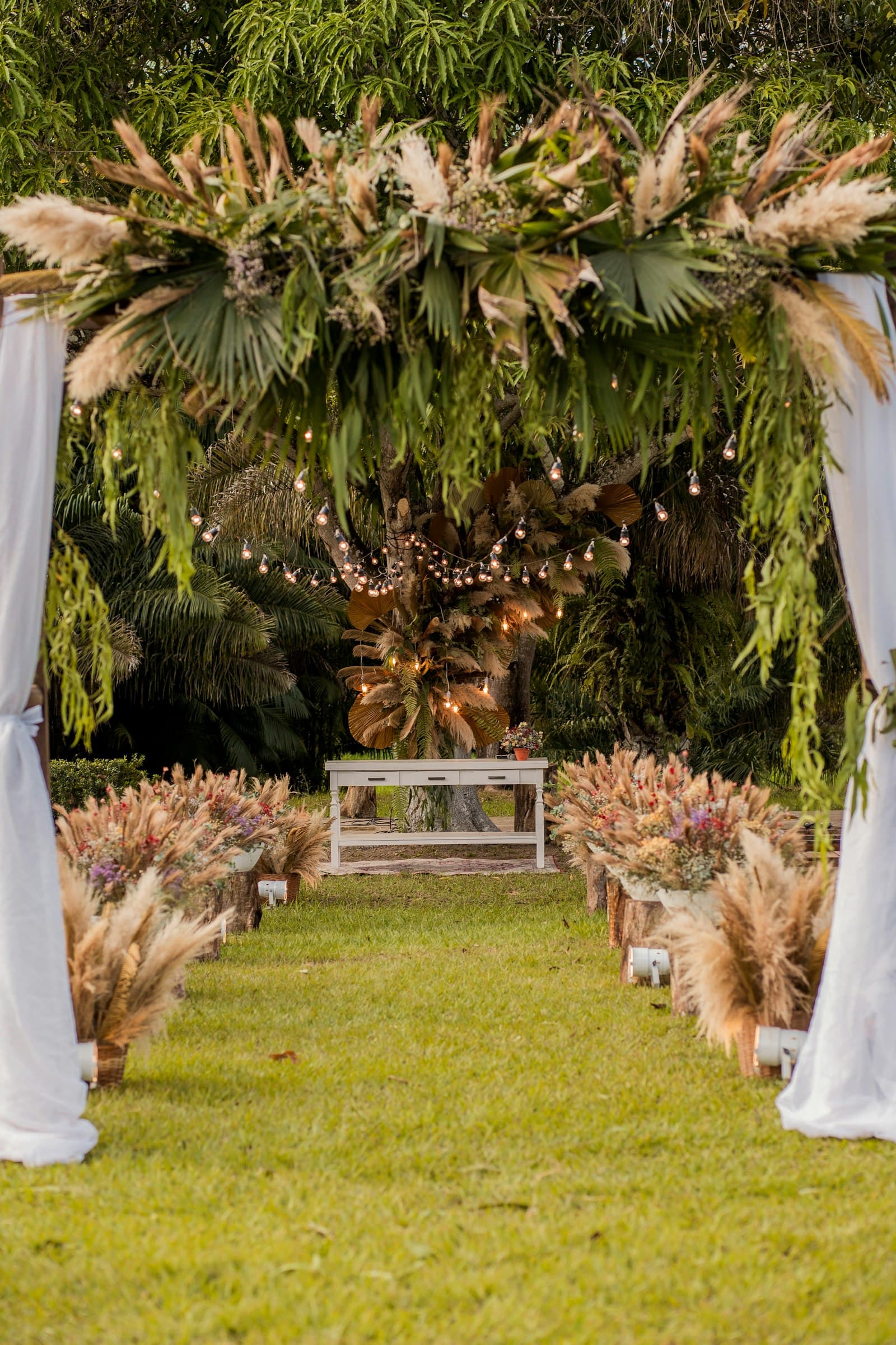 Wedding draping ceremony fabric detail